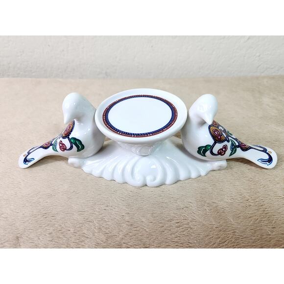 Byzantium Candle Holder Bird Bath Design 9 1/4" Elizabeth Arden Porcelain Japan - Picture 2 of 10